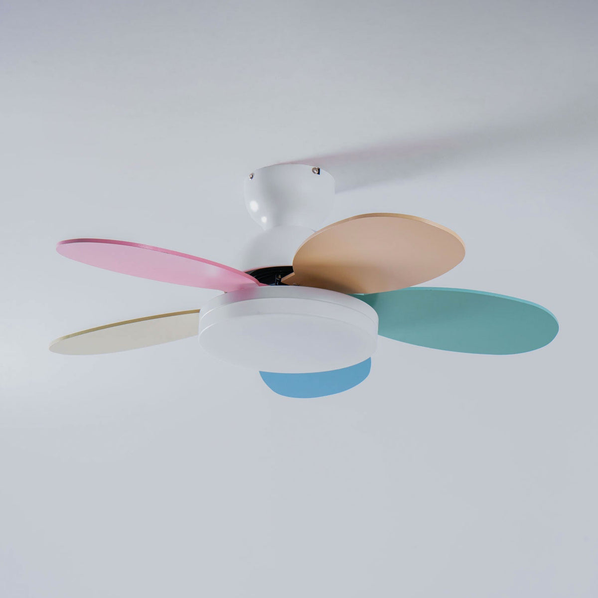 DC ceiling fan with LED light petal-shaped acrylic 6-blade Nordic design