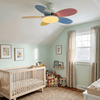 DC ceiling fan with LED light petal-shaped acrylic 6-blade Nordic design
