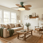 DC ceiling fan with LED light petal-shaped acrylic 6-blade Nordic design