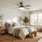 DC ceiling fan with LED light petal-shaped acrylic 6-blade Nordic design