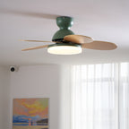 DC ceiling fan with LED light petal-shaped acrylic 6-blade Nordic design