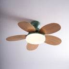 DC ceiling fan with LED light petal-shaped acrylic 6-blade Nordic design