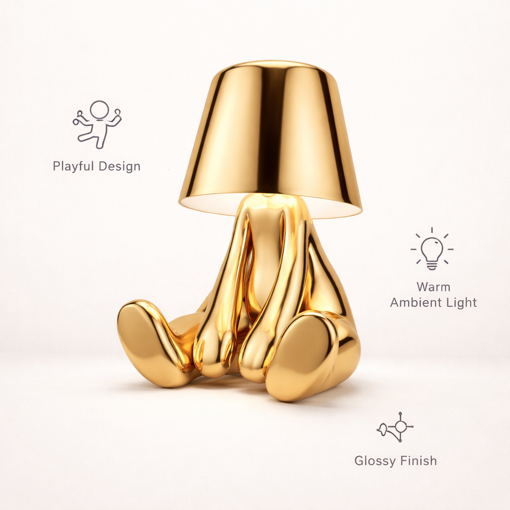 Designer Table Lamp - Modern Chrome Gold Accent Light