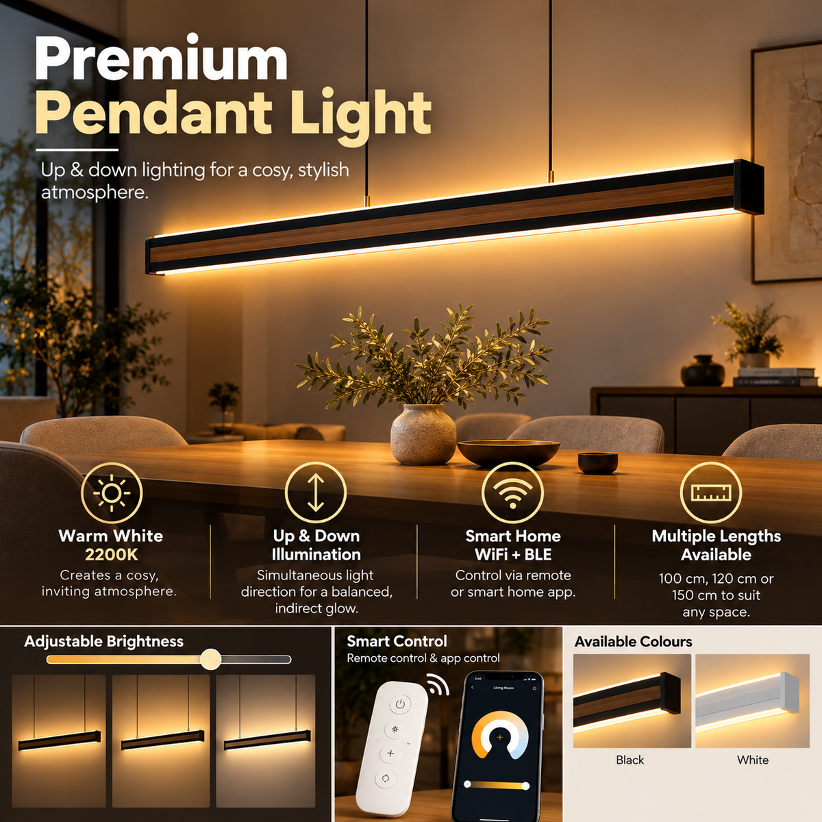 Pendant Light | Warm White 2200K, Smart Home WiFi