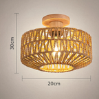 Rattan ceiling light boho vintage 20cm with E27 LED included, hand-woven natural shade