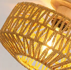 Rattan ceiling light boho vintage 20cm with E27 LED included, hand-woven natural shade