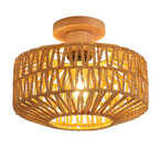 Rattan ceiling light boho vintage 20cm with E27 LED included, hand-woven natural shade