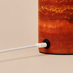 Rechargeable table lamp red travertine cordless dimmable, natural stone base 18cm