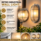 Outdoor Wall Light Retro Industrial | Cast Aluminium, E27, Oval & Round