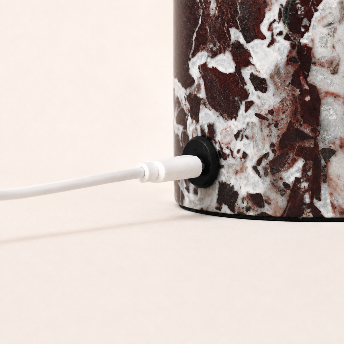Rechargeable Marble Table Lamp | Rosso Levanto, Cordless, Dimmable | Vada