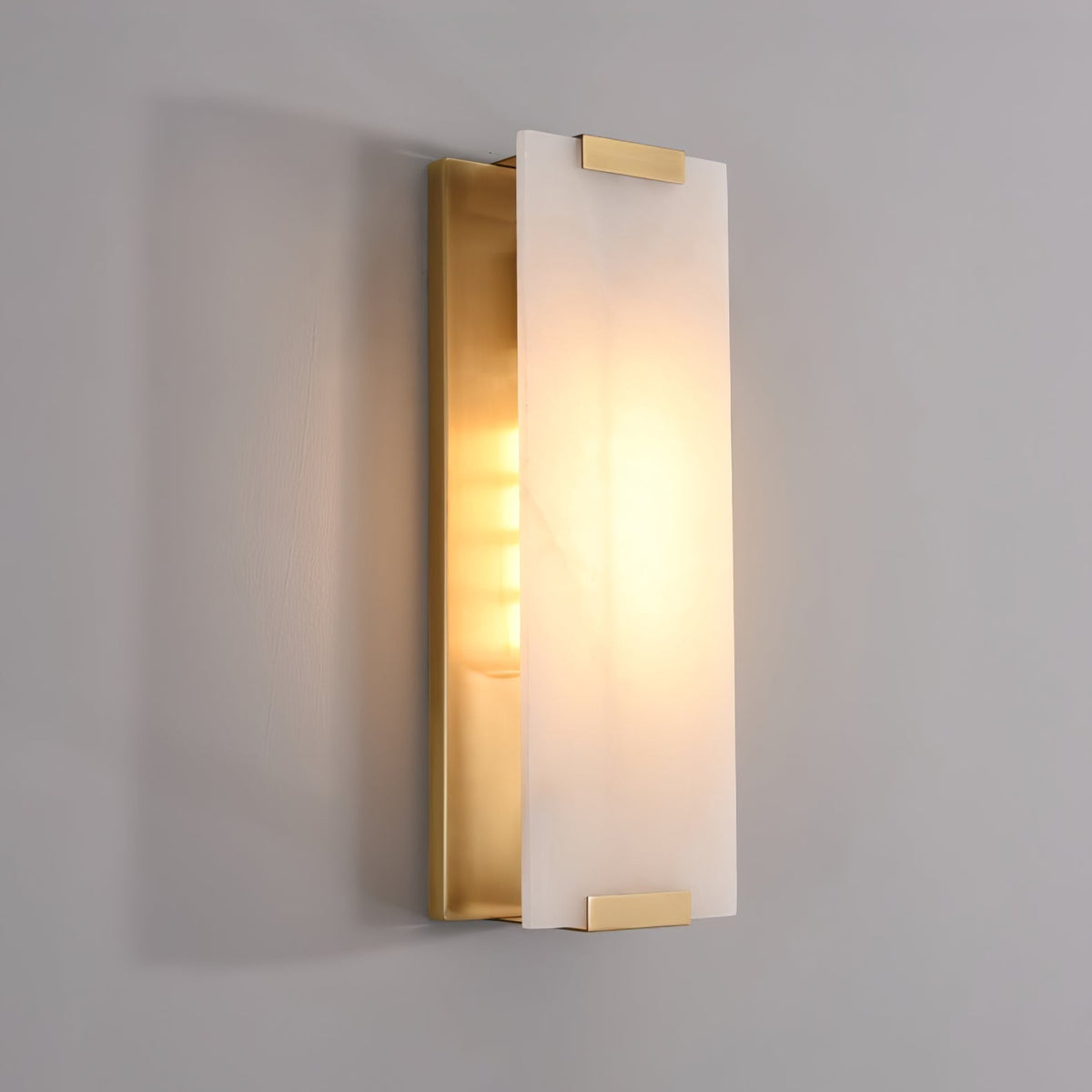 Wall Sconce | Alabaster Panel, Brass and Black Finish | Indoor Lighting