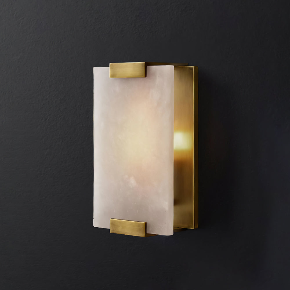 Wall Sconce | Alabaster Panel, Brass and Black Finish | Indoor Lighting