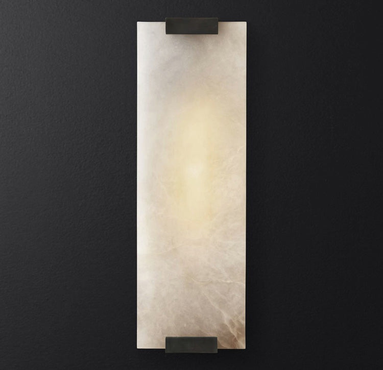 Wall Sconce | Alabaster Panel, Brass and Black Finish | Indoor Lighting