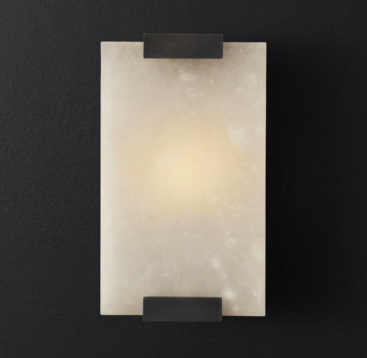 Wall Sconce | Alabaster Panel, Brass and Black Finish | Indoor Lighting