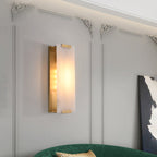 Wall Sconce | Alabaster Panel, Brass and Black Finish | Indoor Lighting
