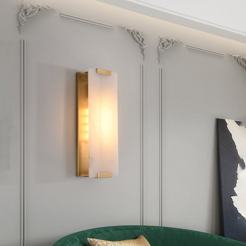 Wall Sconce | Alabaster Panel, Brass and Black Finish | Indoor Lighting
