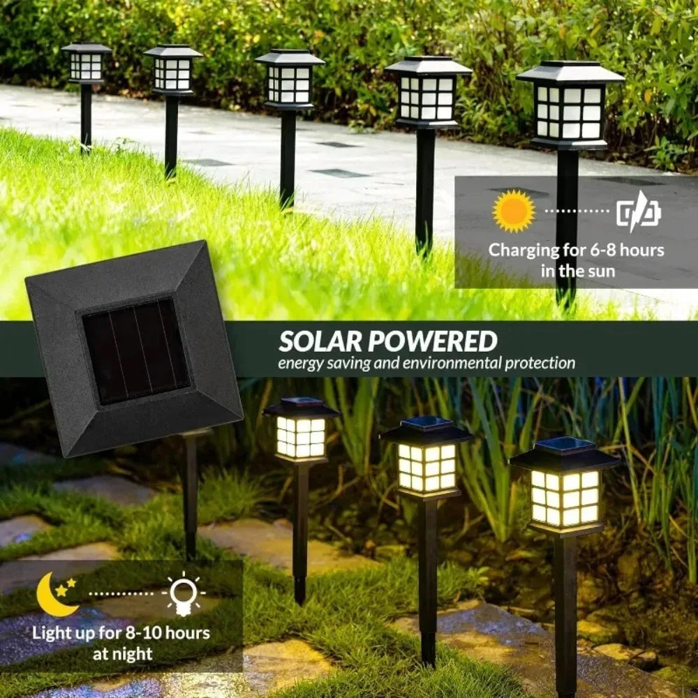 Solar path lights outdoor waterproof LED garden stake lamp for lawn and walkway