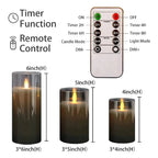 LED flameless candles set of 3 with remote control, flickering light for weddings and home decor