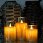 LED flameless candles set of 3 with remote control, flickering light for weddings and home decor