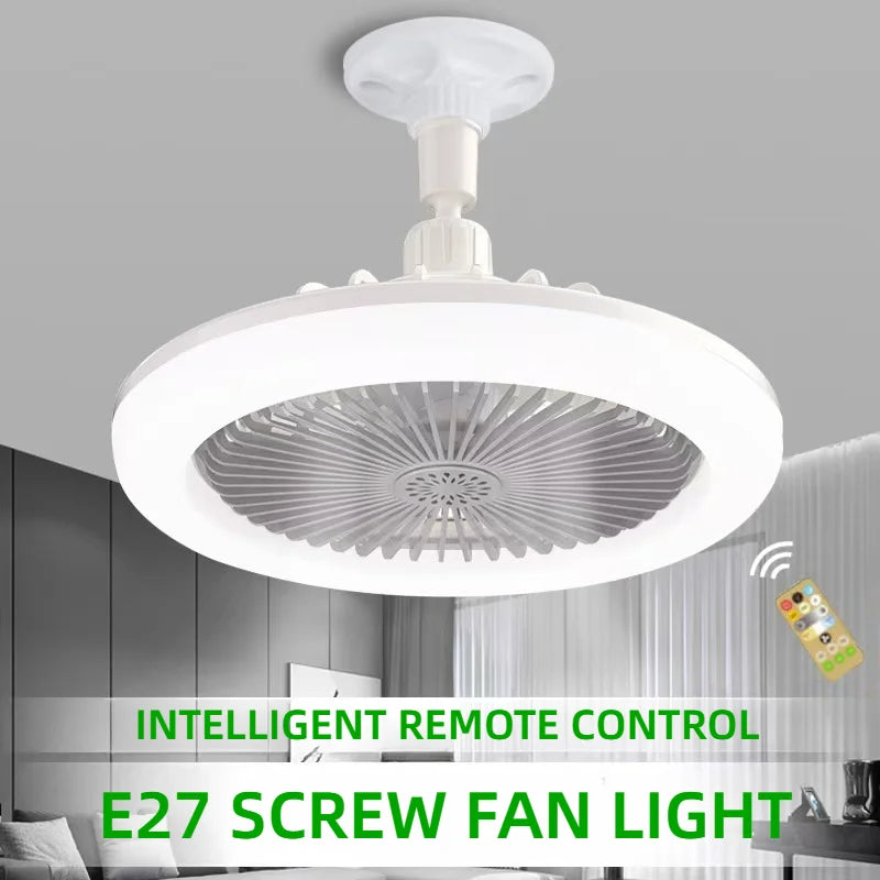 DC Ceiling Fan with LED Light | Remote Control, Dimmable | E27 Base, Modern