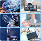 Portable Mini Fan | 3-in-1 Design, 5 Speed Levels, LED Display
