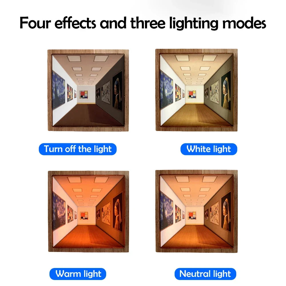 3D wall lamp optical art LED night light ABS ambient painting style gallery decor