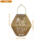 Solar lantern outdoor waterproof rattan woven hanging, boho warm light