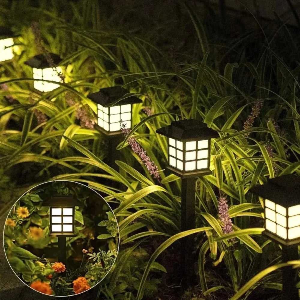Solar path lights outdoor waterproof LED garden stake lamp for lawn and walkway