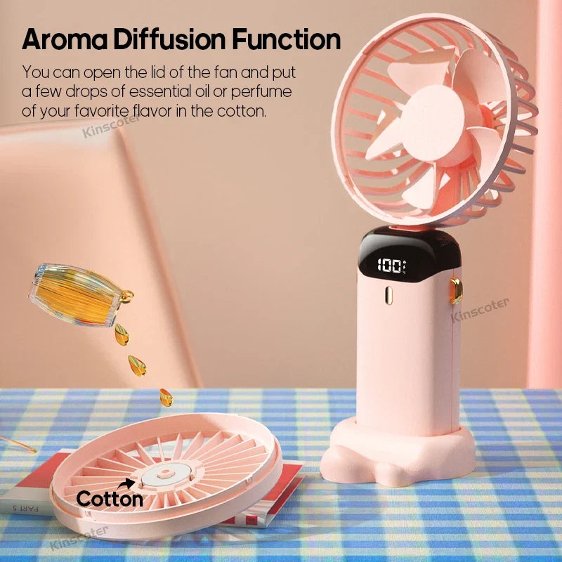 Portable Mini Fan | 3-in-1 Design, 5 Speed Levels, LED Display