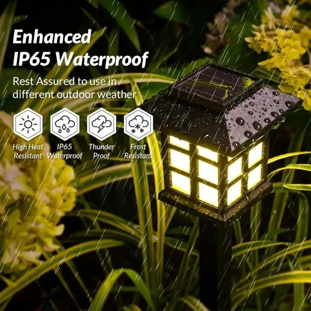 Solar path lights outdoor waterproof LED garden stake lamp for lawn and walkway