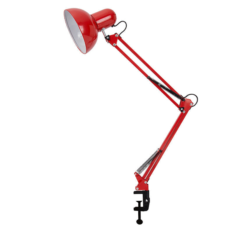 Adjustable LED table lamp with clip-on base and flexible arm, minimalist metal design