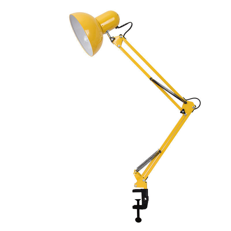 Adjustable LED table lamp with clip-on base and flexible arm, minimalist metal design