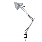 Adjustable LED table lamp with clip-on base and flexible arm, minimalist metal design
