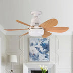 Socket Fan Light Ceiling | Wood Grain, 6 Blades, Remote Control