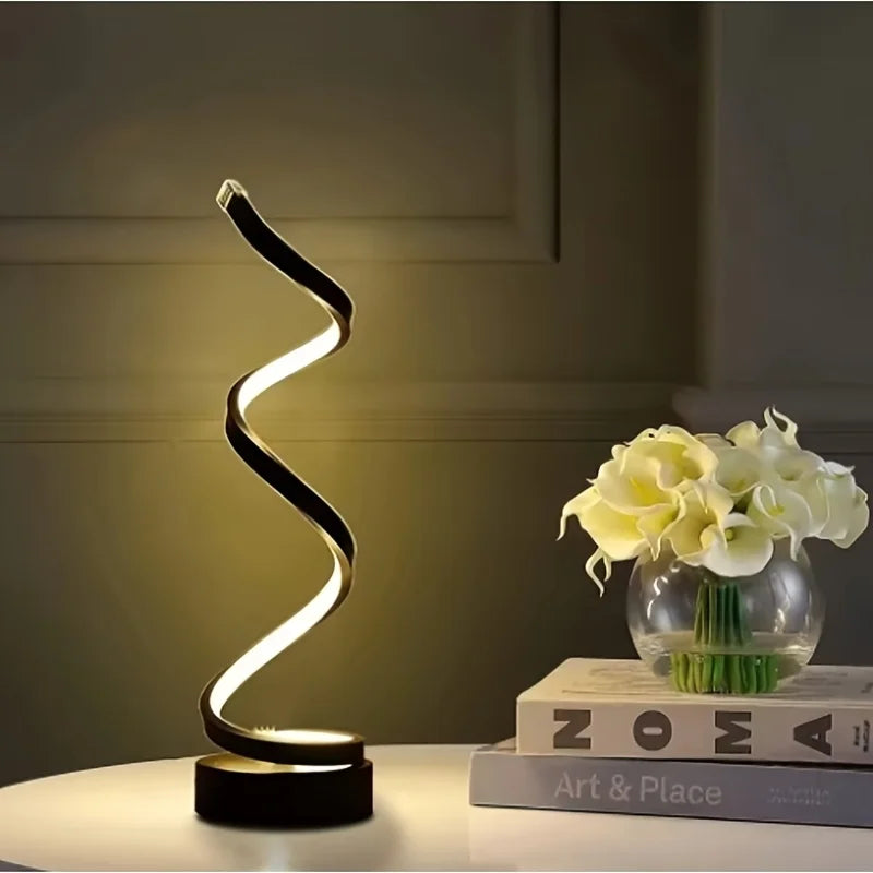 Modern LED Spiral Table Lamp - 3-Color Adjustable - Dimmable