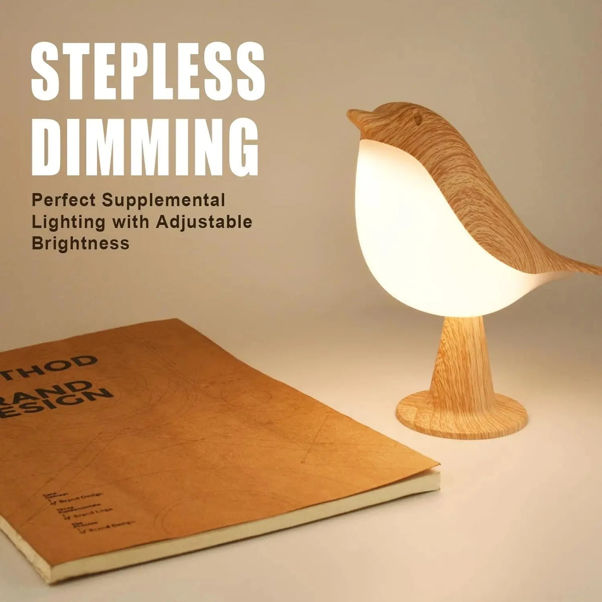 Bird lamp cordless touch night light with 3 colour temperatures, rechargeable