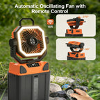 Outdoor misting fan 30000mAh 6L water tank spray, camping fan with remote control and LED light