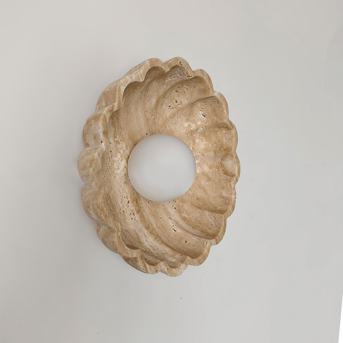 Wall Lamp Beige Travertine | Glass Globe, Indoor Bedroom Light