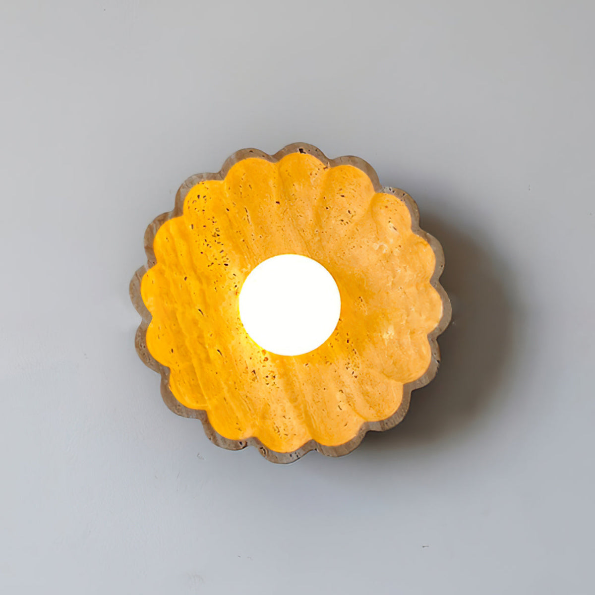 Wall Lamp Beige Travertine | Glass Globe, Indoor Bedroom Light