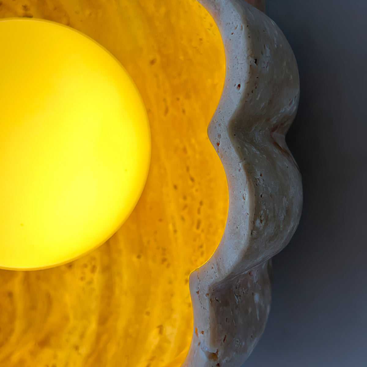 Wall Lamp Beige Travertine | Glass Globe, Indoor Bedroom Light
