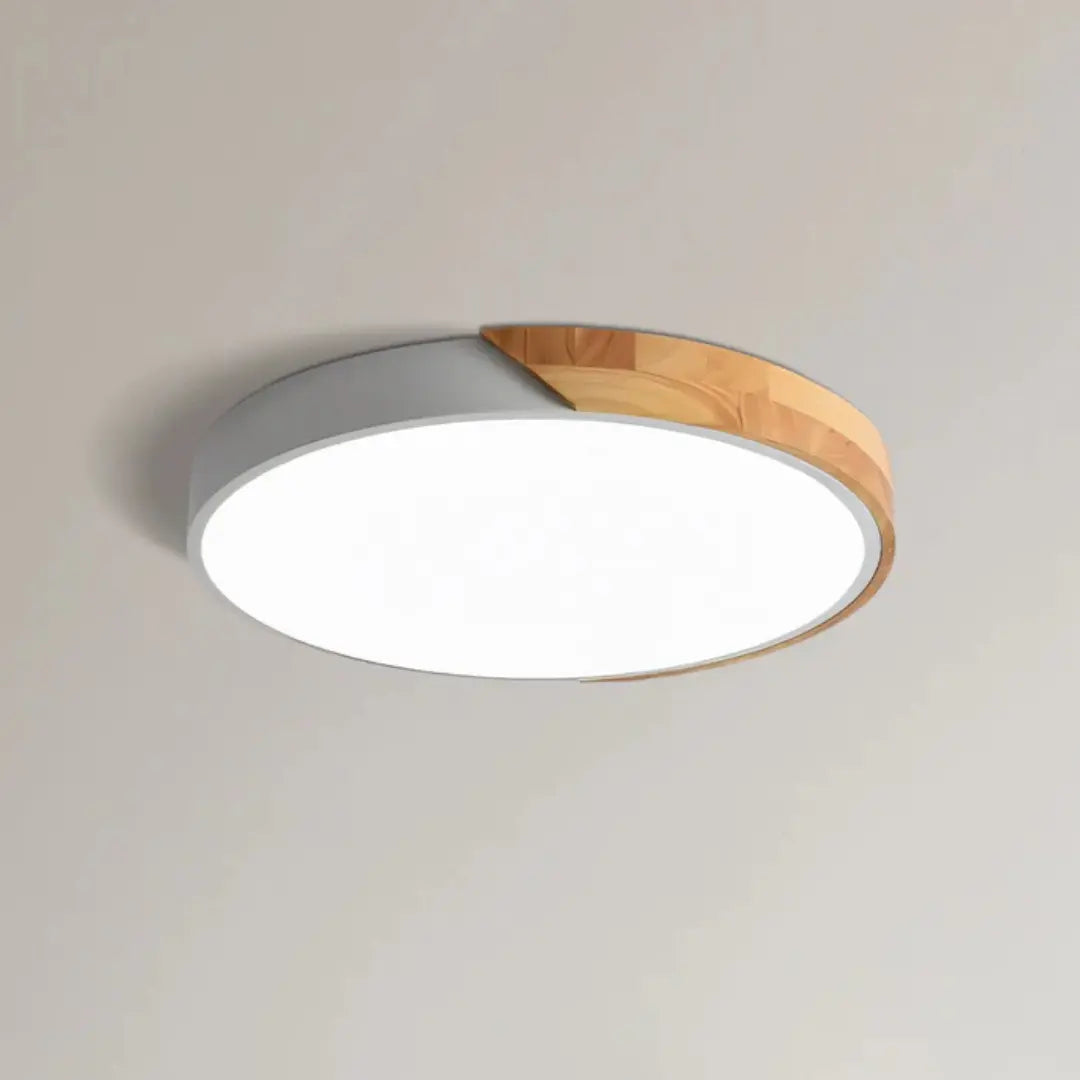 LED ceiling light Scandinavian wooden flush mount, modern cozy ambiance design