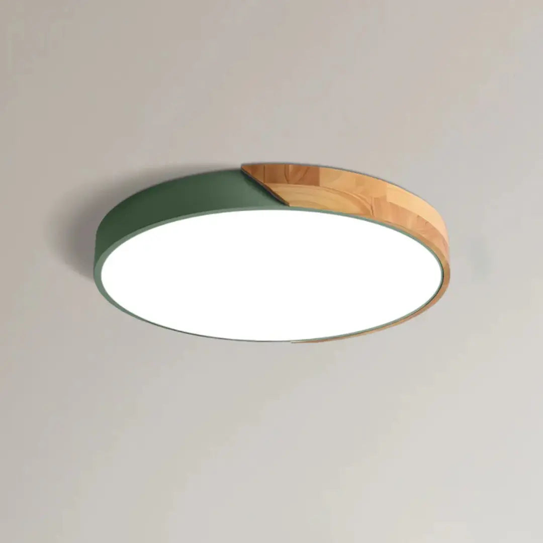 LED ceiling light Scandinavian wooden flush mount, modern cozy ambiance design