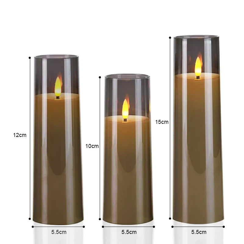 LED flameless candles set of 3 with remote control, flickering light for weddings and home decor