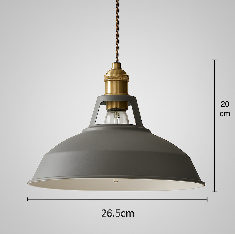 Industrial metal dome pendant light with integrated LED, 1-light, colorful matte finish
