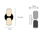 Modern minimalist cylinder LED wall sconce, 2-light iron fixture with warm white glow