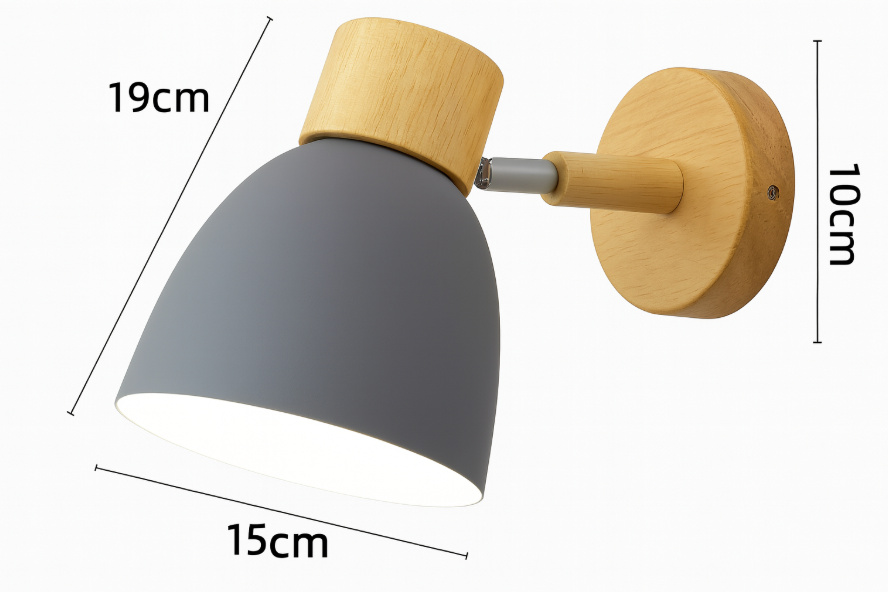 Nina | Wall Sconce | Modern Minimalist LED, Wooden Cone, 1-Light | Iron & Wood