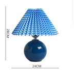 Ceramic table lamp vintage plug-in design with pleated cone shade, minimalist