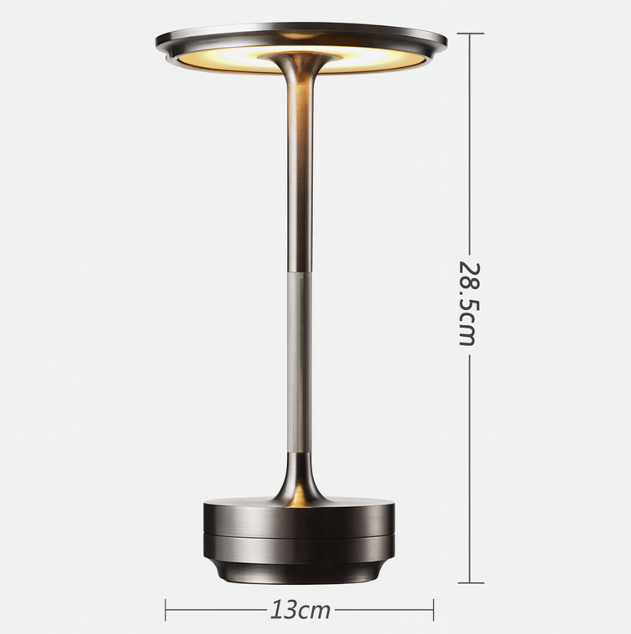 Cordless table lamp brass cone LED rechargeable, modern design