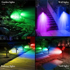 Solar path lights outdoor 9 LED spotlights IP65 waterproof brightness adjustable garden driveway