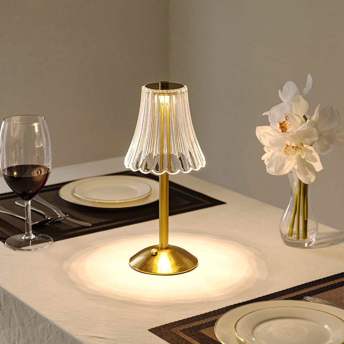 Luna | Cordless Table Lamp | Rechargeable, Touch Control, Crystal Shade